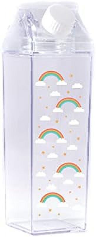 rainbow pattern milk carton water bottle 500ml 16.9oz clear F836