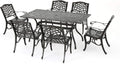 7 Pc Cast Aluminum Rectangular Dining Set V614047