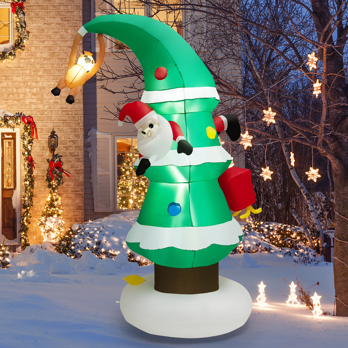 8FT Inflatable Christmas Tree with Santa Claus C76446