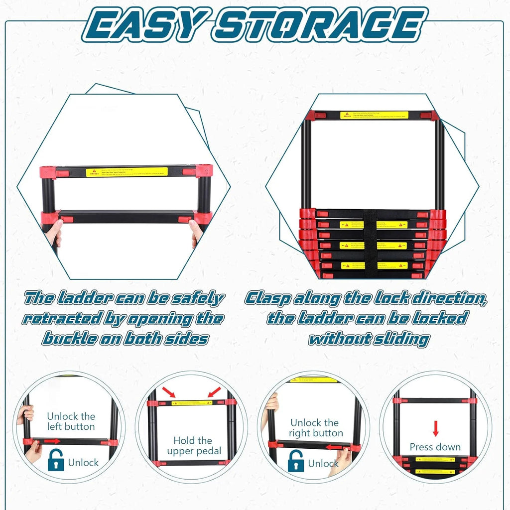 Telescoping Aluminum Folding Ladder with Hook, 330lbs Load Capacity K86942