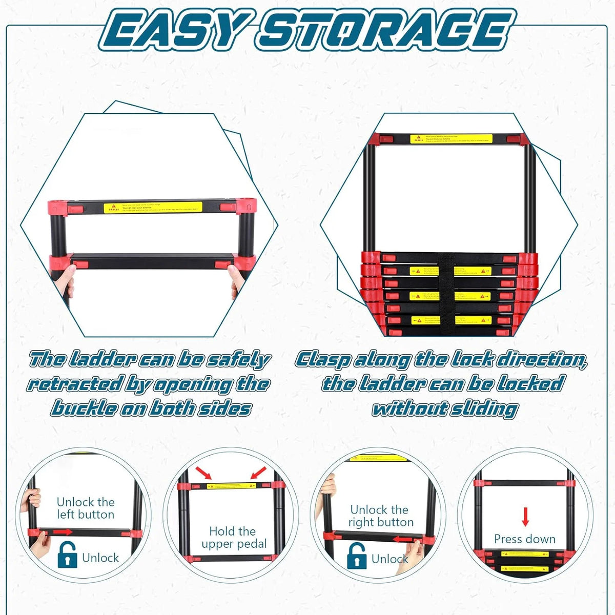 Telescoping Aluminum Folding Ladder with Hook, 330lbs Load Capacity K86942