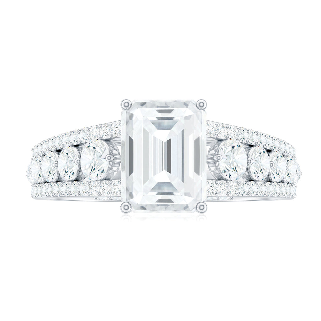 18K White Gold Moissanite Engagement Ring with Side Stones S110218