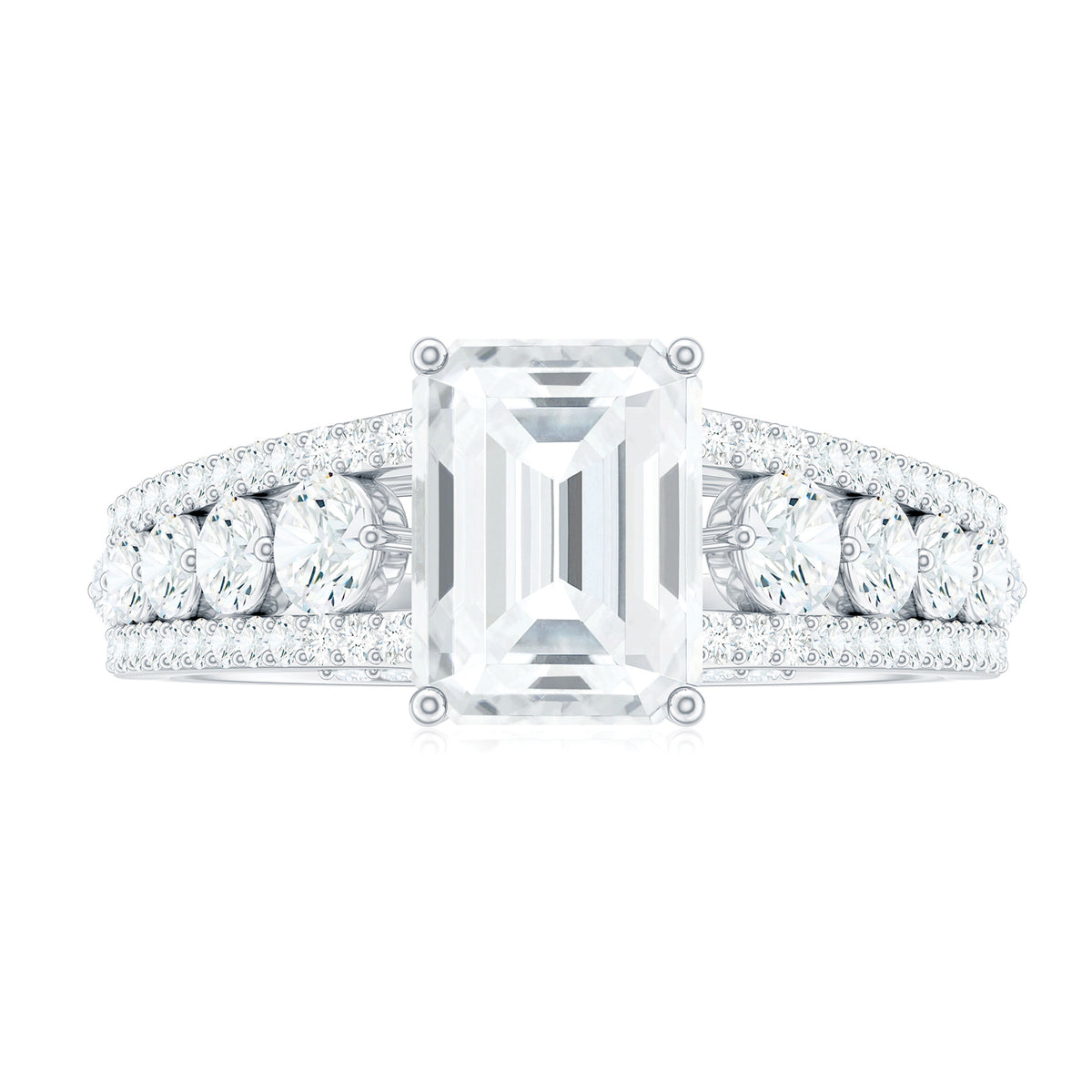 18K White Gold Moissanite Engagement Ring with Side Stones S110218