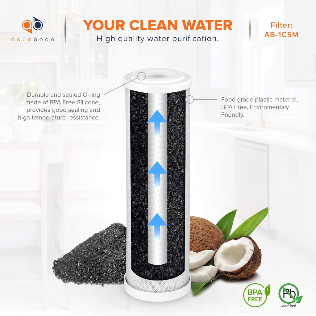 Replacement Filter Kit 5 PACK Carbon+Sediment+Inline 5 Micron 10 inch Cartridges U679