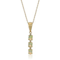 10k Yellow Gold Ethiopian Opal & Diamond 3-Stone Pendant Necklace K613239