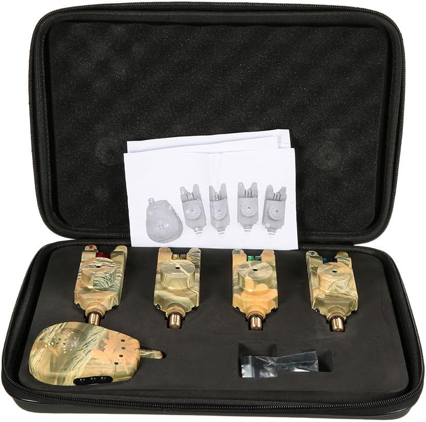 Wireless LED Fishing Bite Alarm Set with Case 3/4 Alarms + 1 Receiver F682374