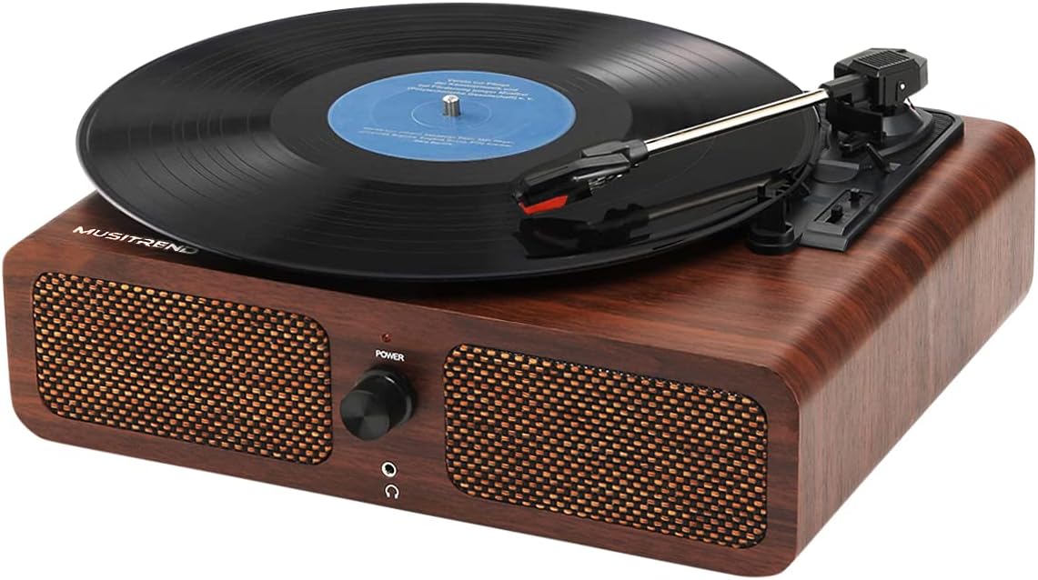White Pack of 2 3-Speed Turntable with Built-in Stereo Speaker M243212