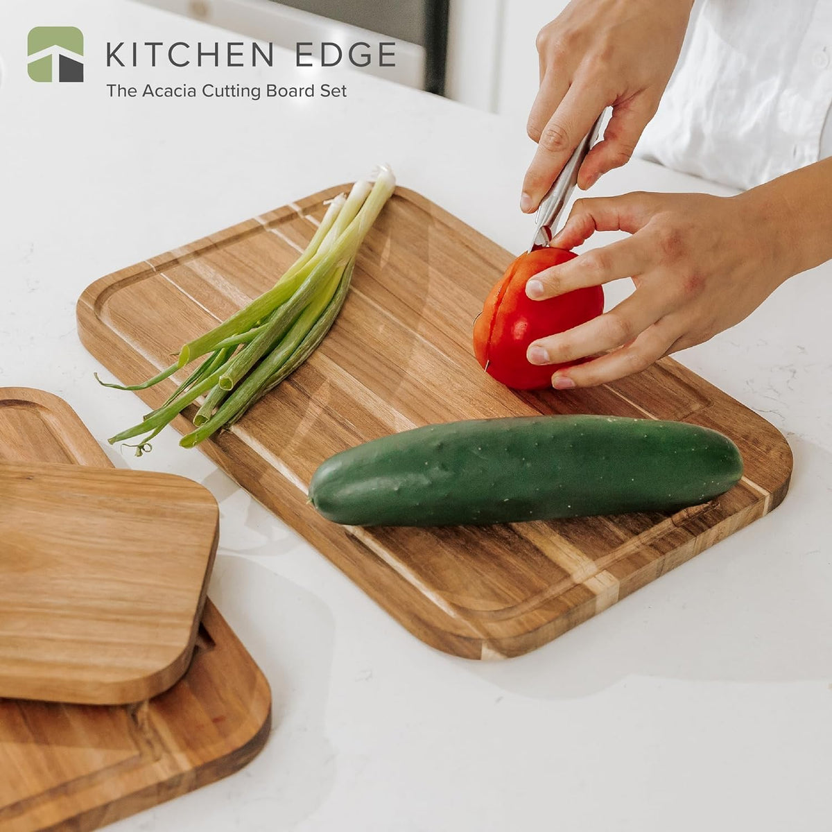Acacia Wood Cutting Board Set of 3 with Juice Groove Z934499