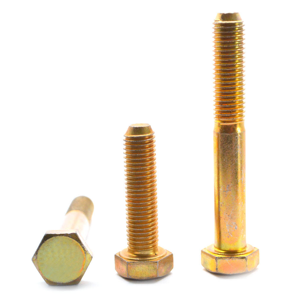 1/2x22-20 x 1 1/4x22 Fine Thread Grade 8 Hex Cap Screw Alloy Steel Yellow Zinc Plated E50812