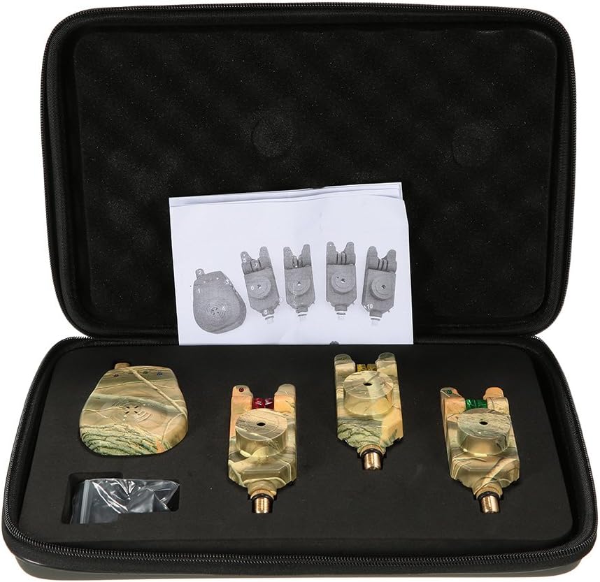 Wireless LED Fishing Bite Alarm Set with Case 3/4 Alarms + 1 Receiver F682374