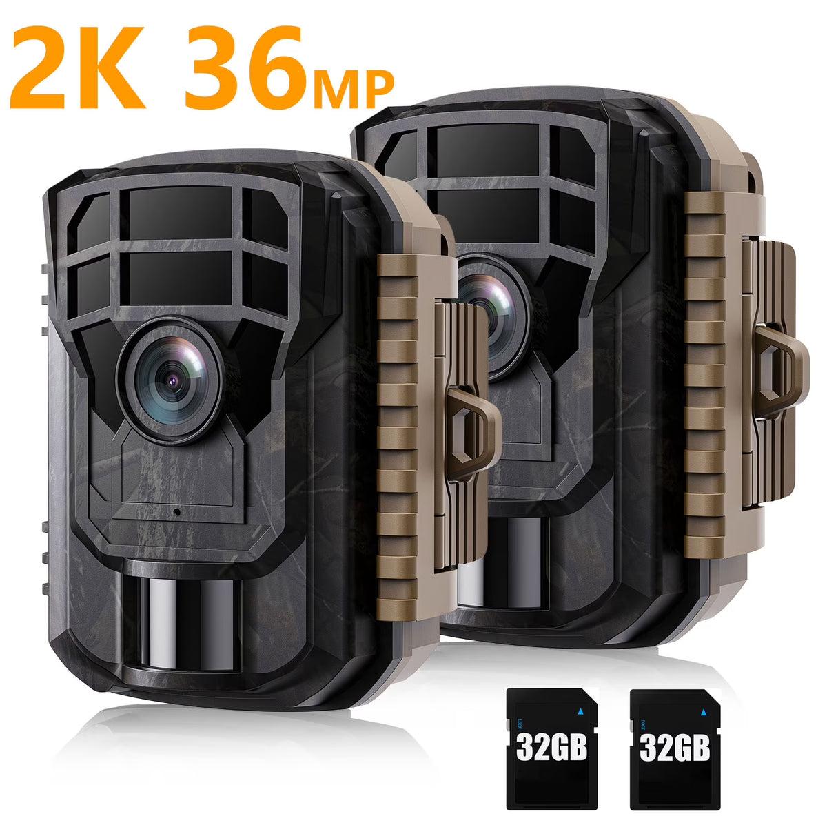 2 Pack 36MP 2K Waterproof Trail Camera with Night Vision F981221