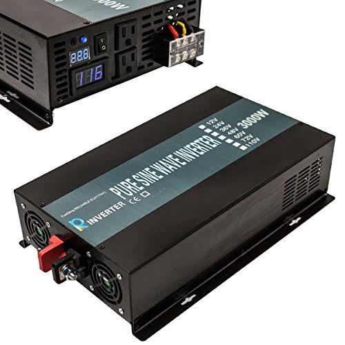 3000W Pure Sine Wave Inverter 24V DC to Dual 120V AC Outlets P62958