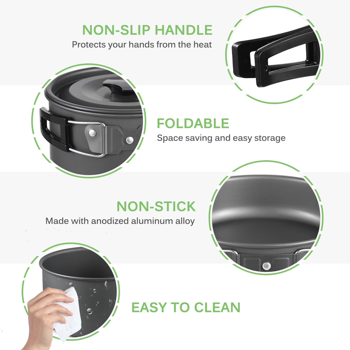 Collapsible Cookware Utensils Kit with Pan Knife Fork J242362