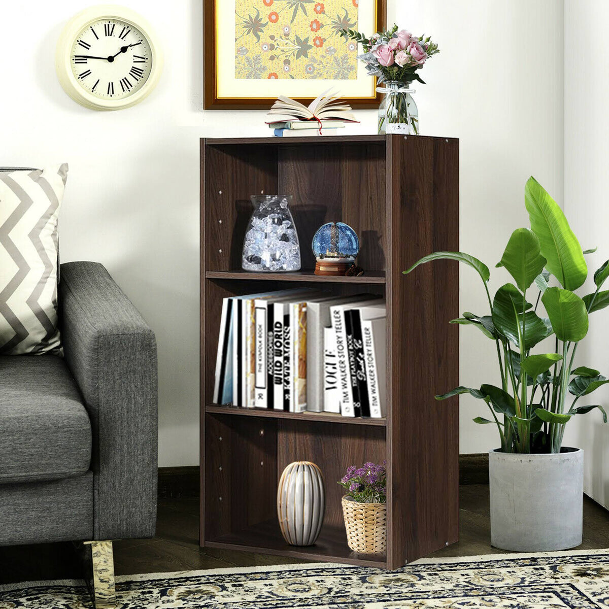 Walnut 3 Shelf Bookcase J36160