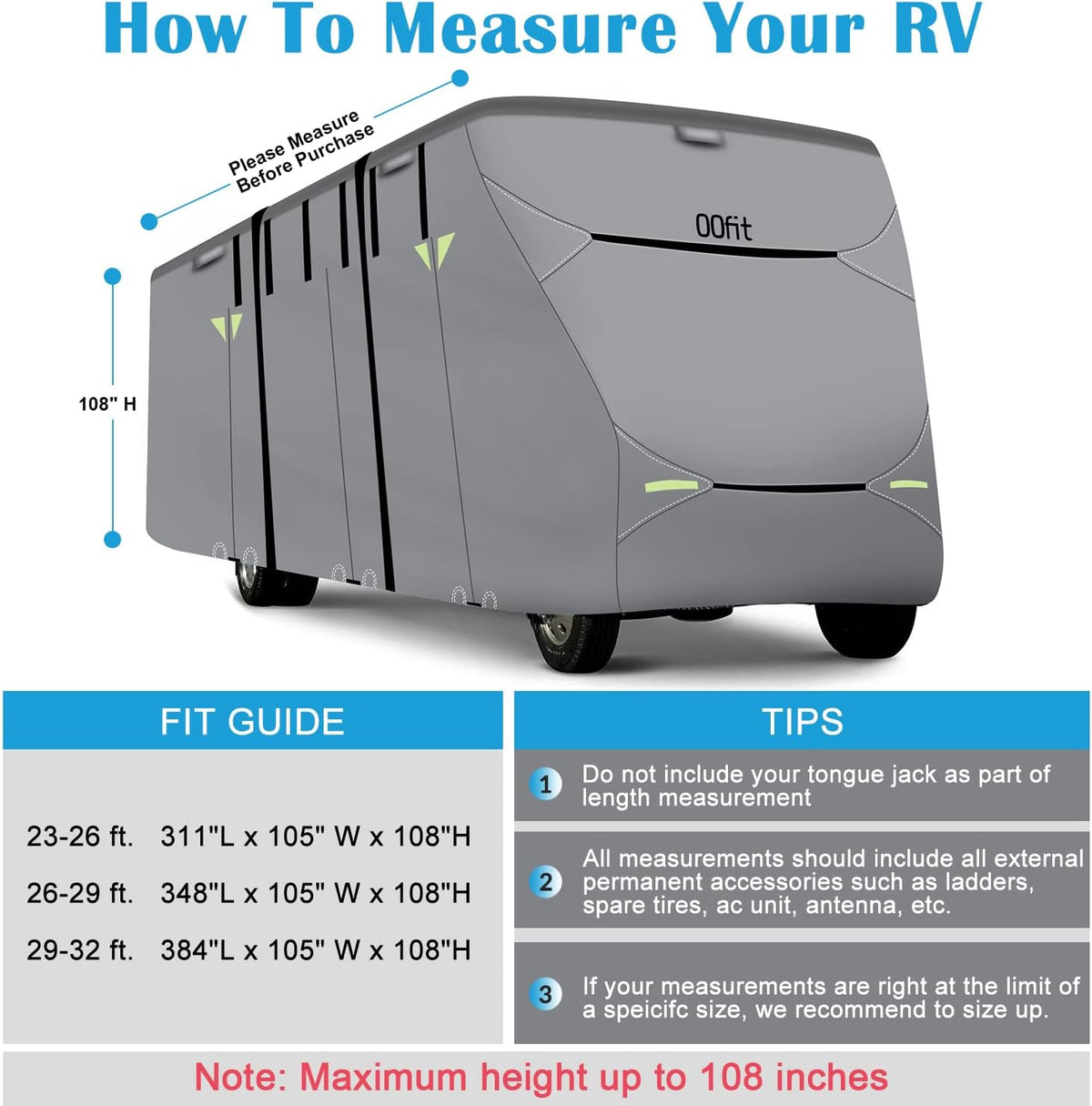 Upgraded 5-ply Class C RV Cover Fits 23'-26' RVs T7347