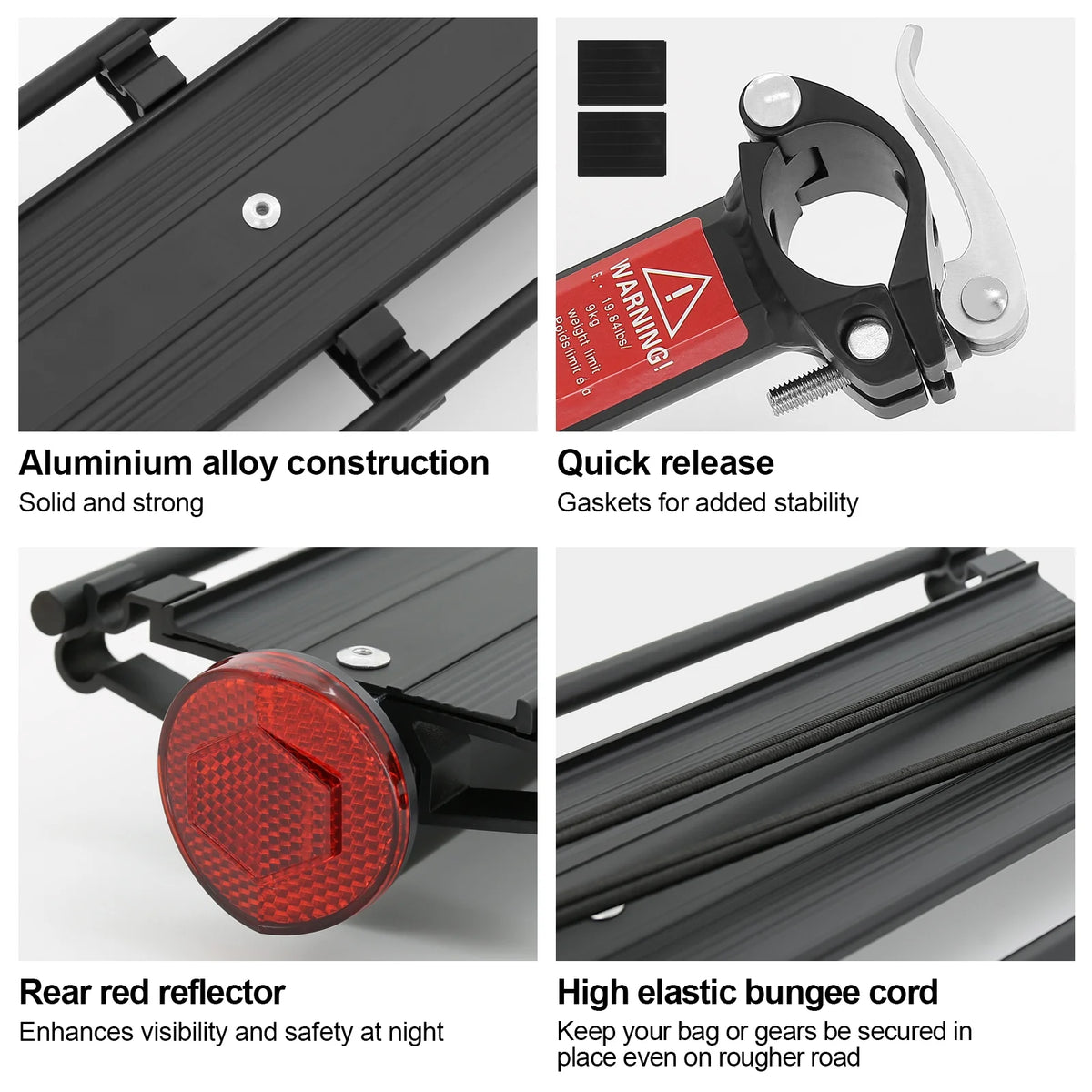 Aluminium Alloy Rear Bike Cargo Rack with Reflector E693238
