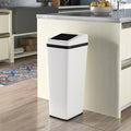 White Stainless Steel 14 Gallon Motion Sensor Trash Can T52905