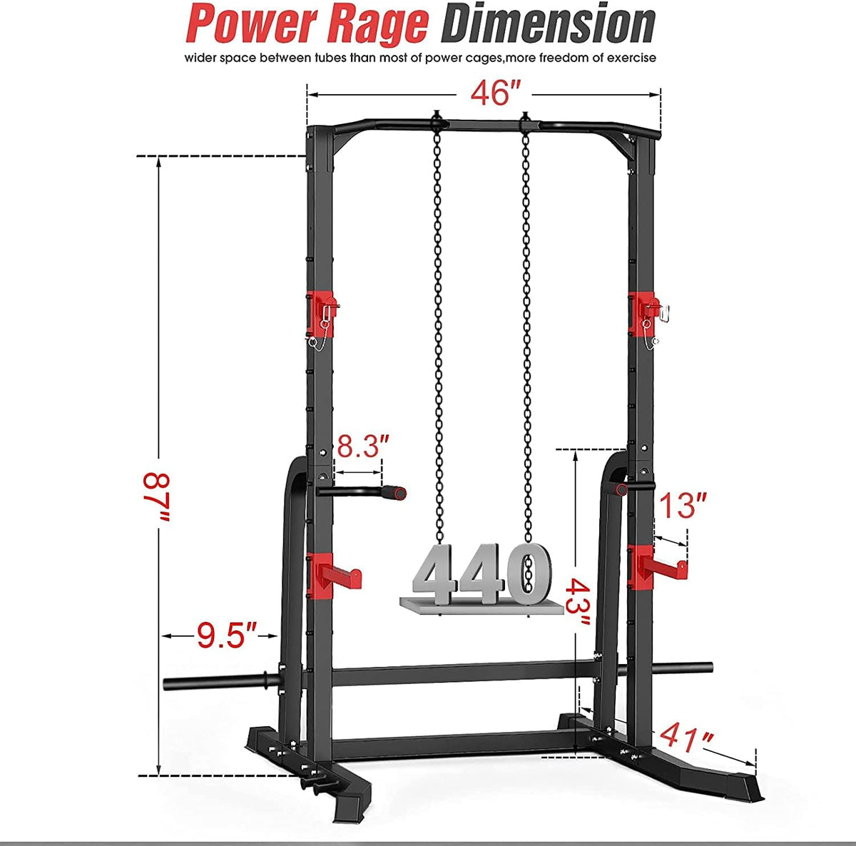 Power Squat Rack Cage with Pull Up Bar J35362