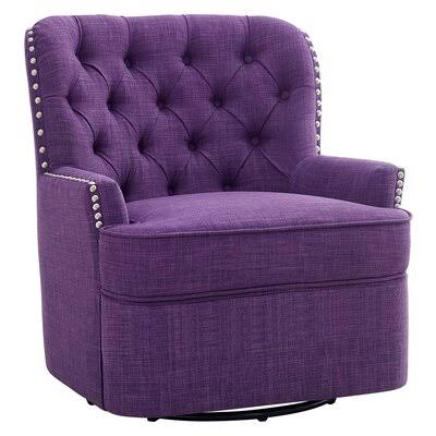 Violet Linen Swivel Wingback Chair V2057