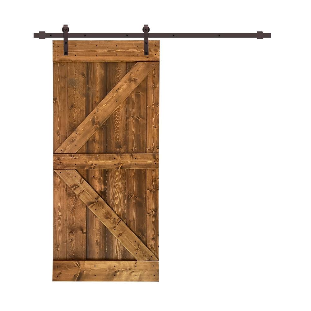 Ocean Blue Stained Wood Interior Sliding Barn Door with Hardware Kit G9256