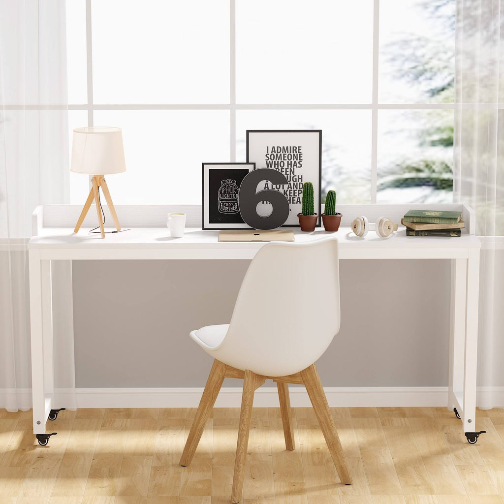 White Queen Size Overbed Table with Wheels S619