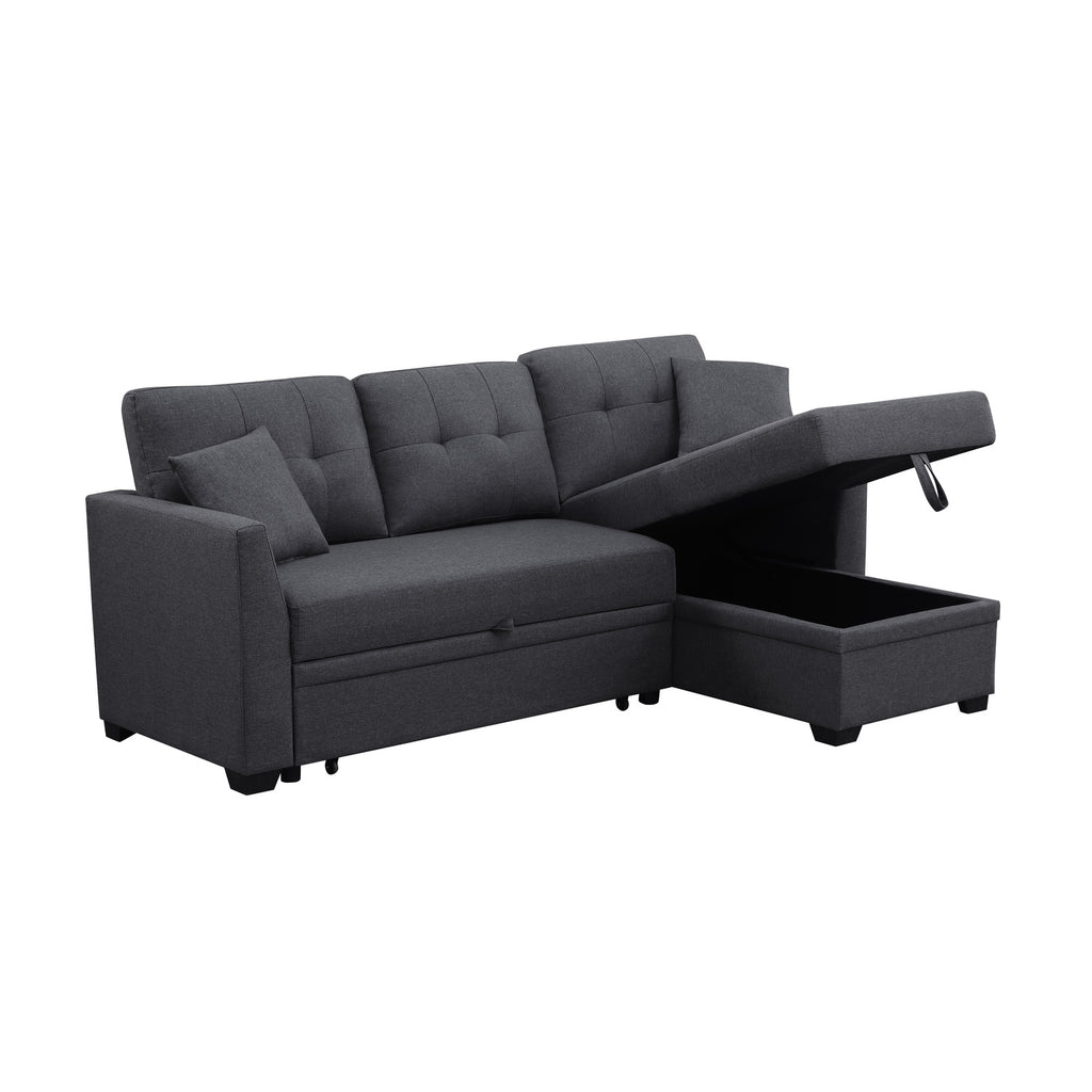 Dark Gray Sleeper Sofa with Chaise Storage I64102