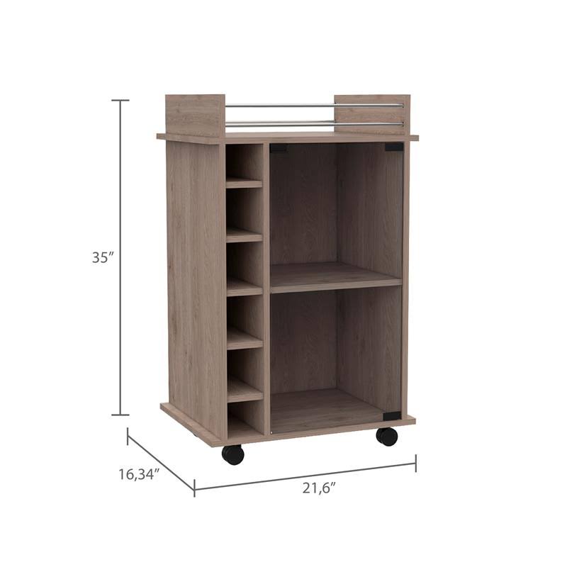Light Gray Glass Door Bar Cart X877