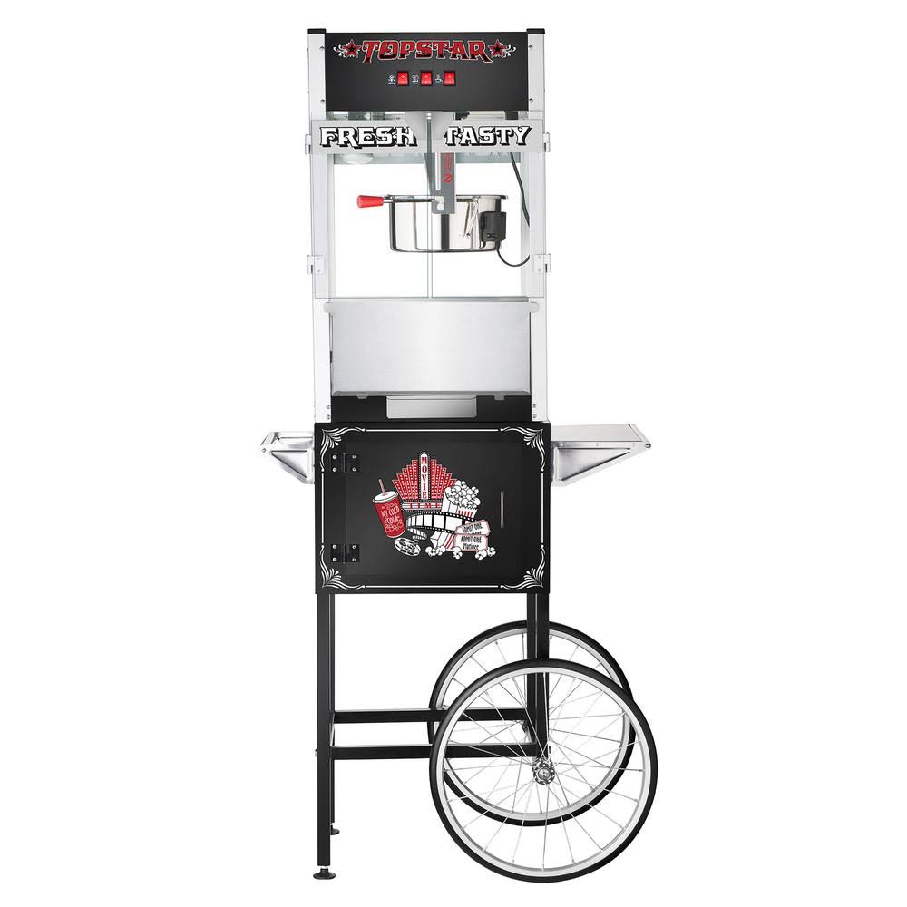 12 oz Black Popcorn Machine with Cart E4898
