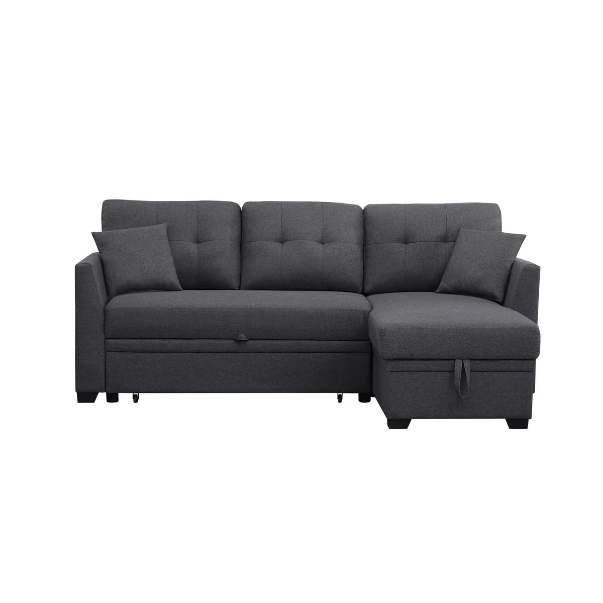 Dark Gray Sleeper Sofa with Chaise Storage I64102