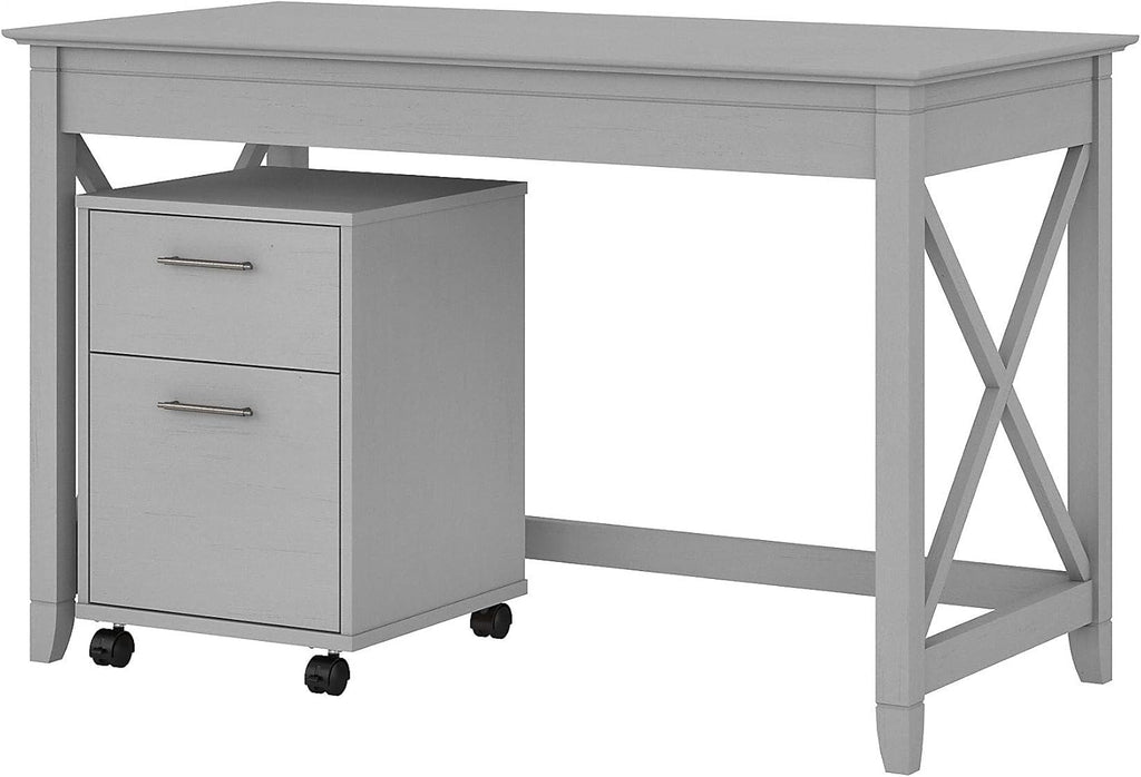 Dark Gray Hickory Writing Desk with 2 Drawer Mobile File Cabinet H703724
