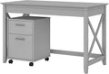 Dark Gray Hickory Writing Desk with 2 Drawer Mobile File Cabinet H703724