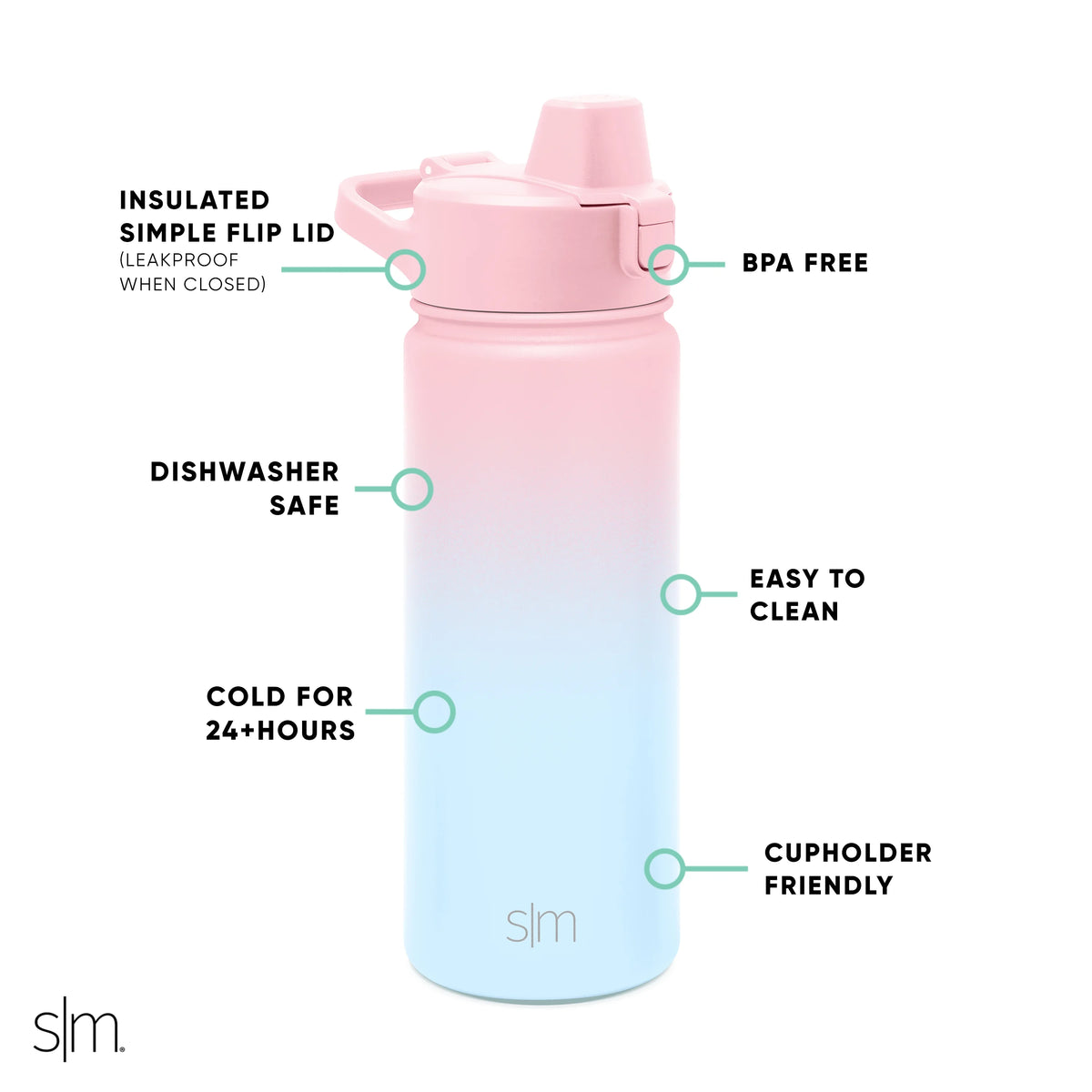 18 fl oz Insulated Stainless Steel Water Bottle with Silicone Straw Lid R898304