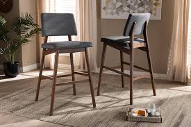 Dark Gray and Walnut Bar Stool Set of 2 P421583