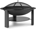 Black Cast Iron and Steel Firepit with Grill Tray I540848