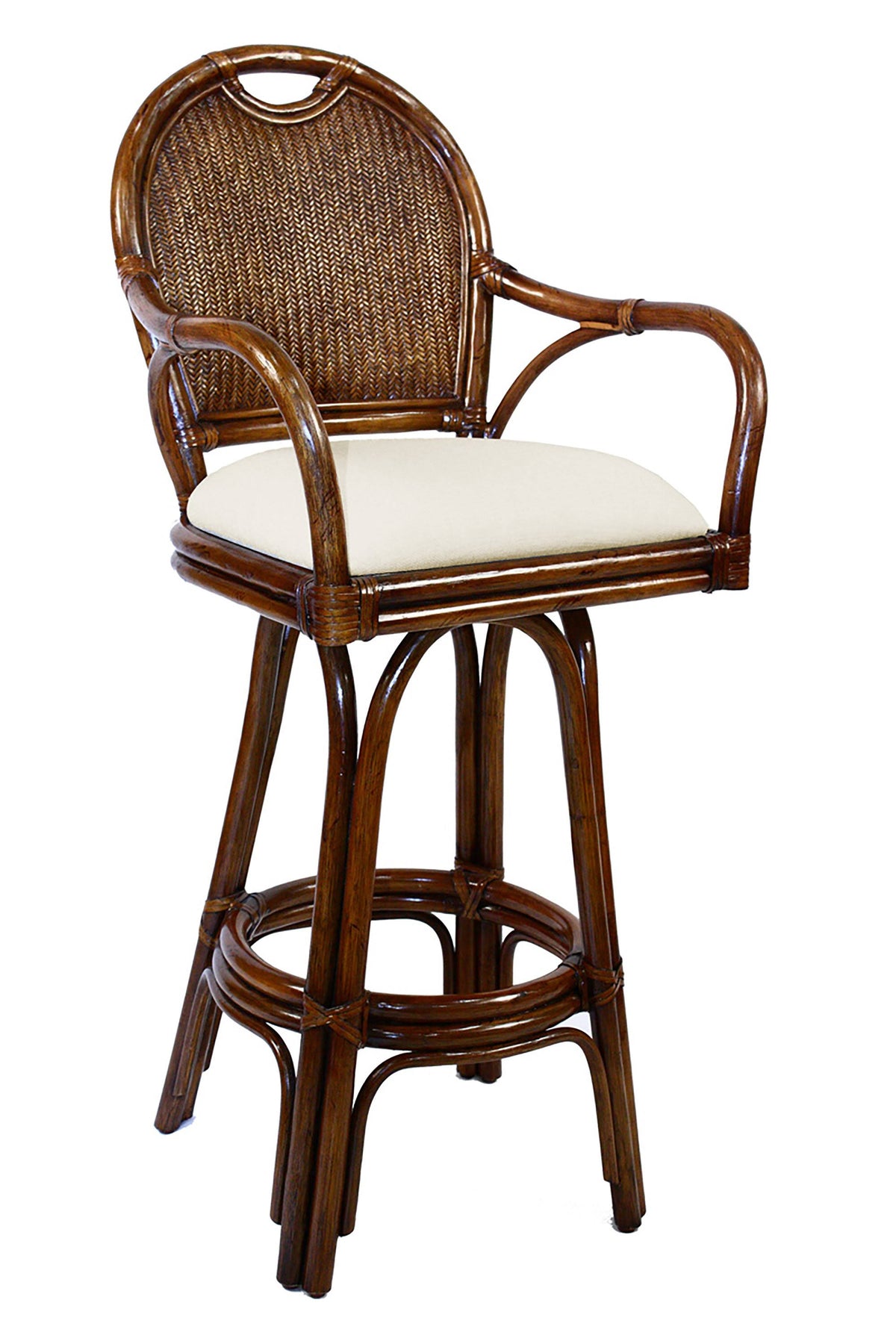 Swivel Rattan Barstool in Antique Finish X68193