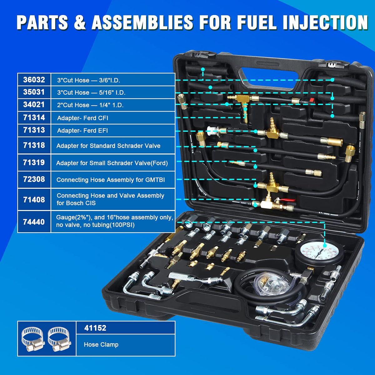 Fuel Pressure Test Kit 0-140 PSI Pack of 2 G544