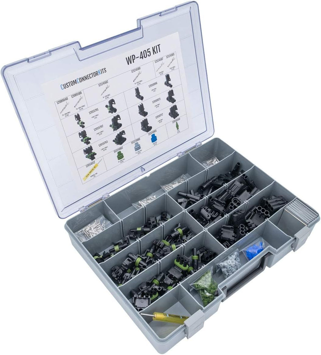 405 Piece Weatherproof Automotive Electrical Connector Kit with T-18 Crimp Tool T91241