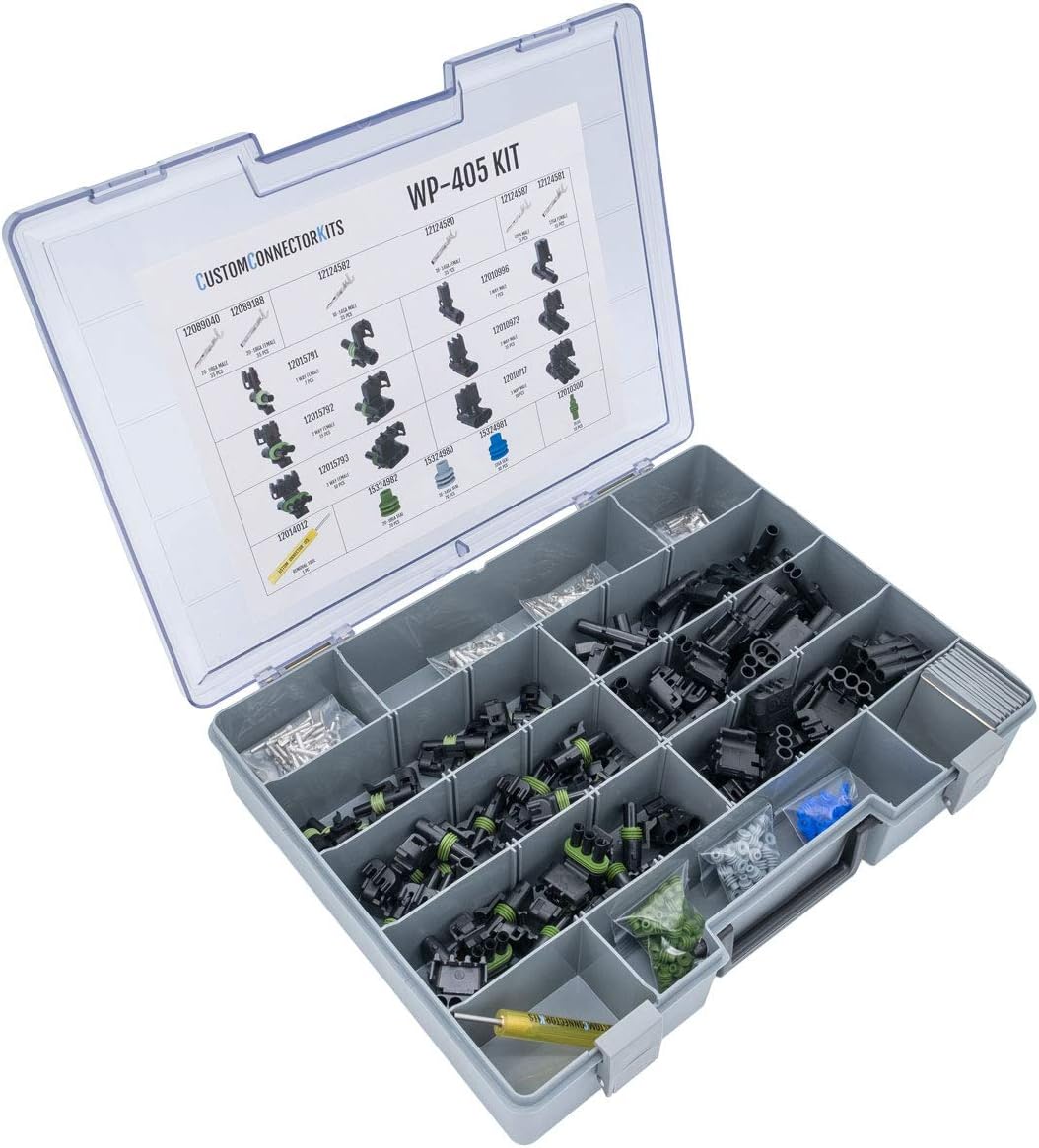 405 Piece Weatherproof Automotive Electrical Connector Kit with T-18 Crimp Tool T91241