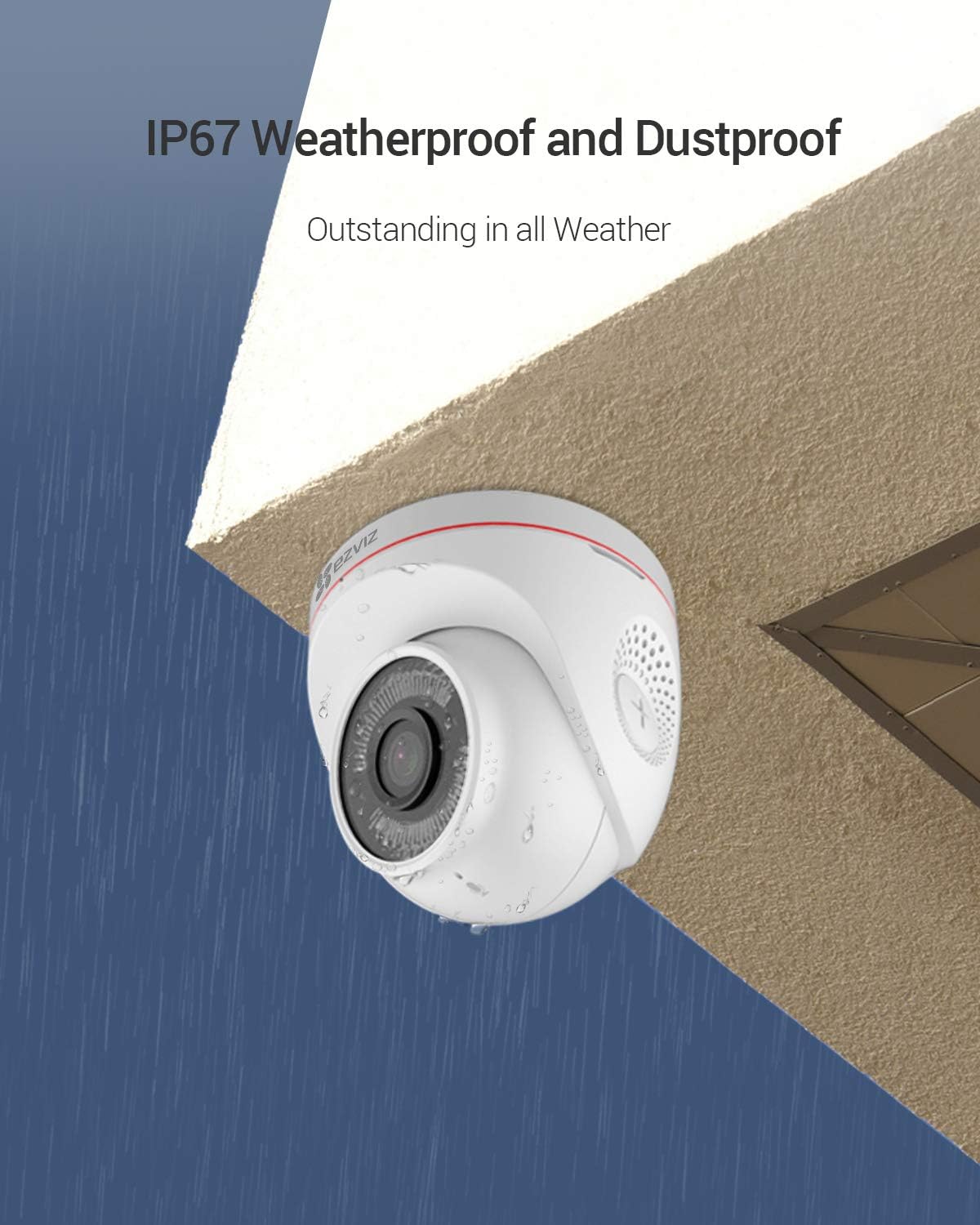 Outdoor Security Camera Turret WiFi 1080P, 100ft Night Vision, IP67 Weatherproof D1653