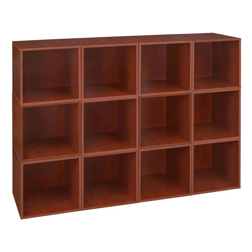 Cherry Wood 12-Cube Storage Organizer I178033