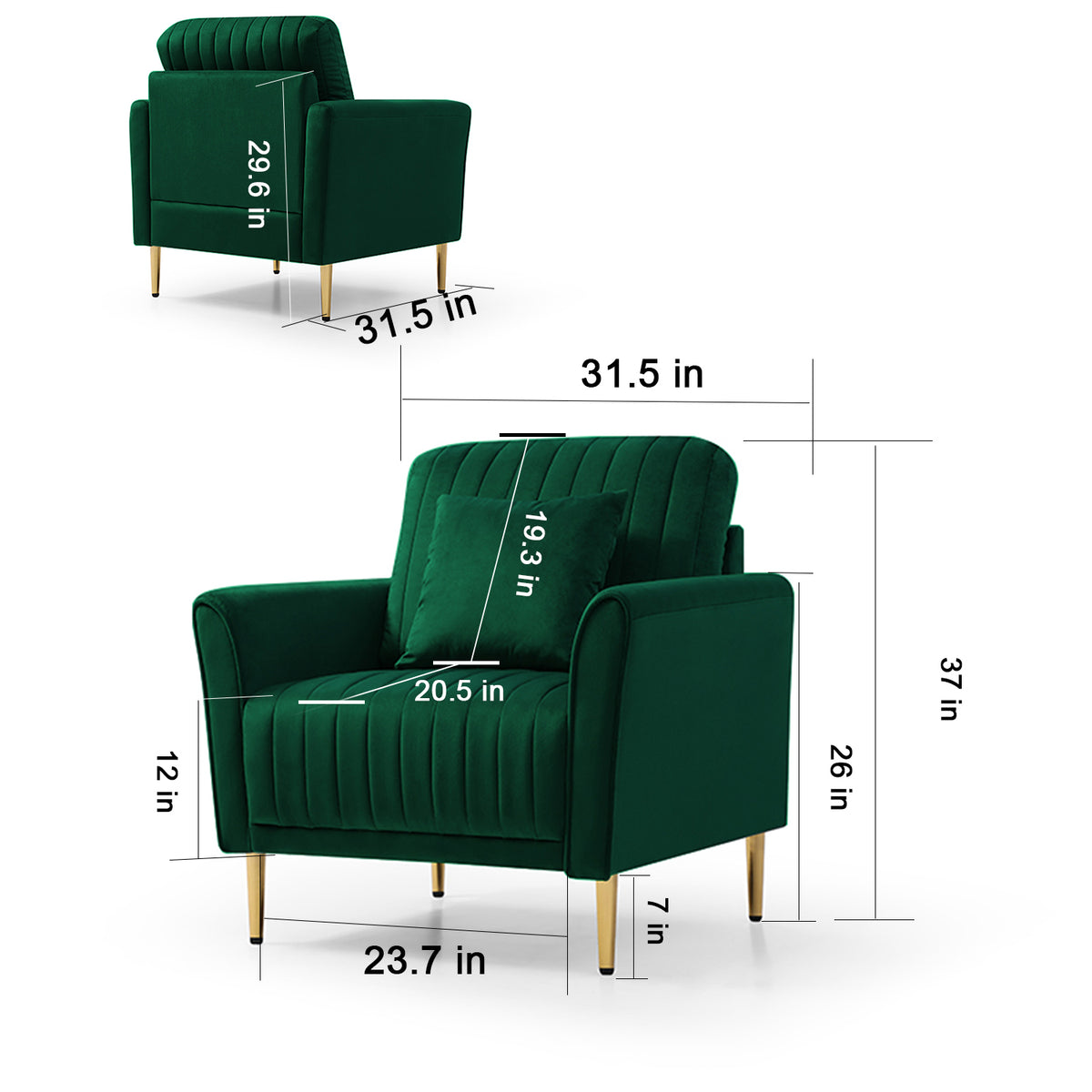 Green Velvet Accent Chair W378196