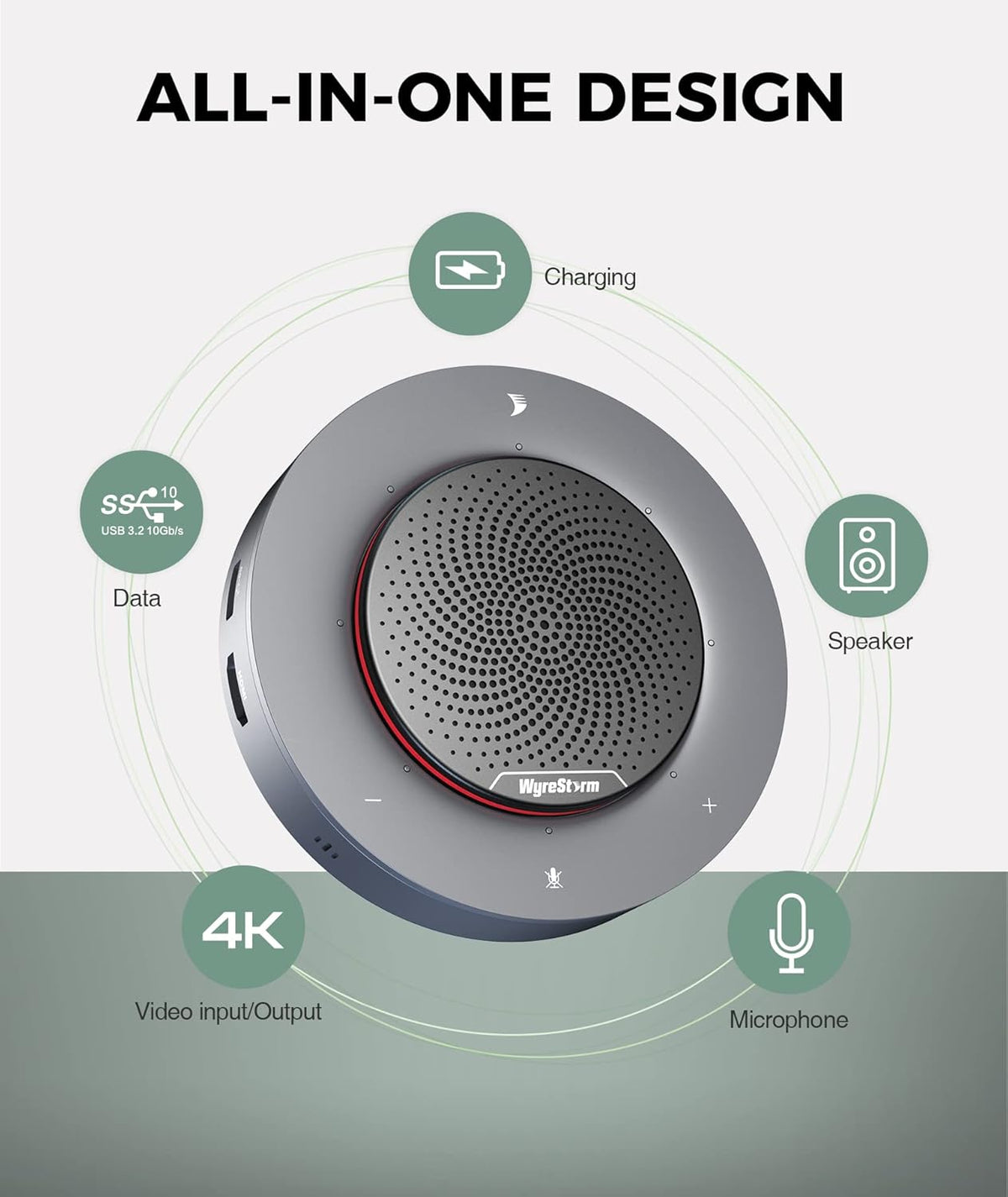 Conference Speaker with 4 Noise-canceling Mics and USB-C Docking Function E4758