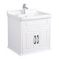 White Bathroom Wall Mount Vanity Cabinet Sink with Faucet and Drain V121333