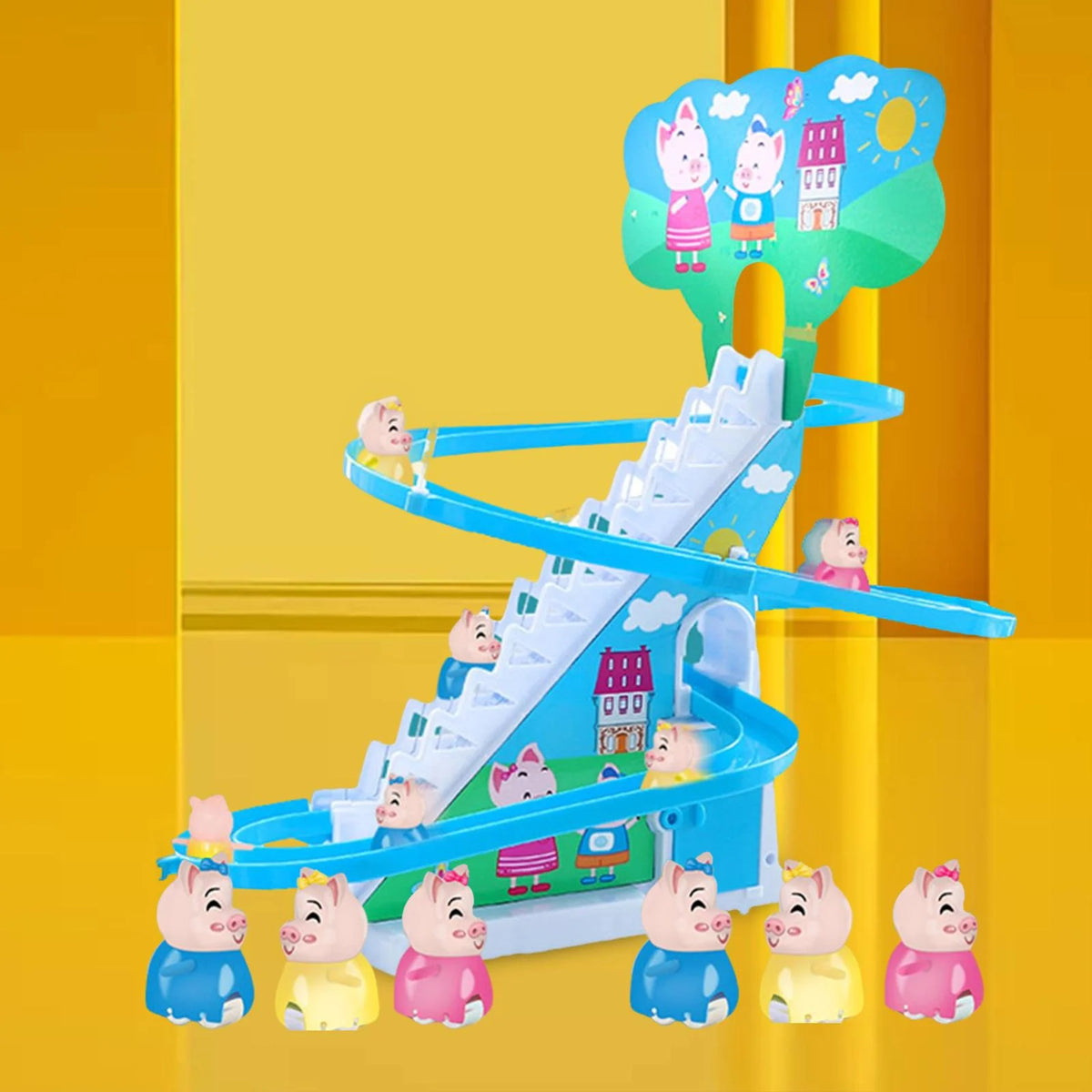 6 s Electric Climbing Stair Toy with LED Flashing Lights Children's Roller Coaster Toy Set T861013
