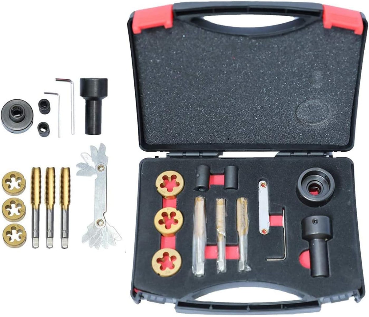 12 Pcs Tap and Die Set, Thread Repair Tool Kit M12x 1.25 M12 x 1.5 M14x1.5 V131070