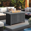 42 inch 50,000 BTU Rectangle Propane Gas Fire Pit Table with Lid, Glass Wind Guard, Waterproof Cover, Lava Rocks - Steel J27370