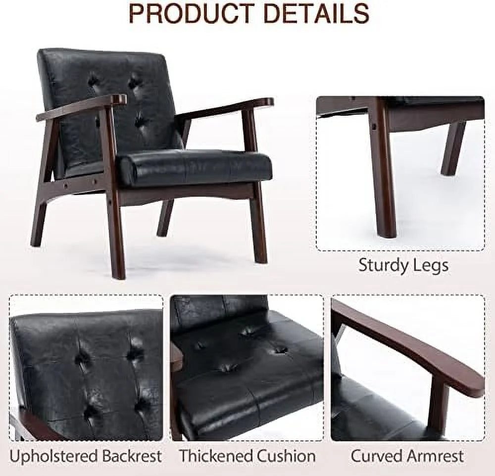 Orange Faux Leather Accent Chair with Solid Wood Frame H605