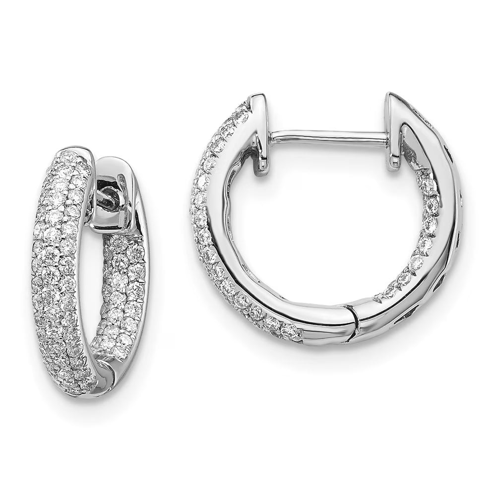 10k White Gold Diamond Hinged Hoop Earrings Y830030