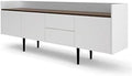 White and Walnut Sideboard Cabinet with 2 Drawer and 3 Door O964