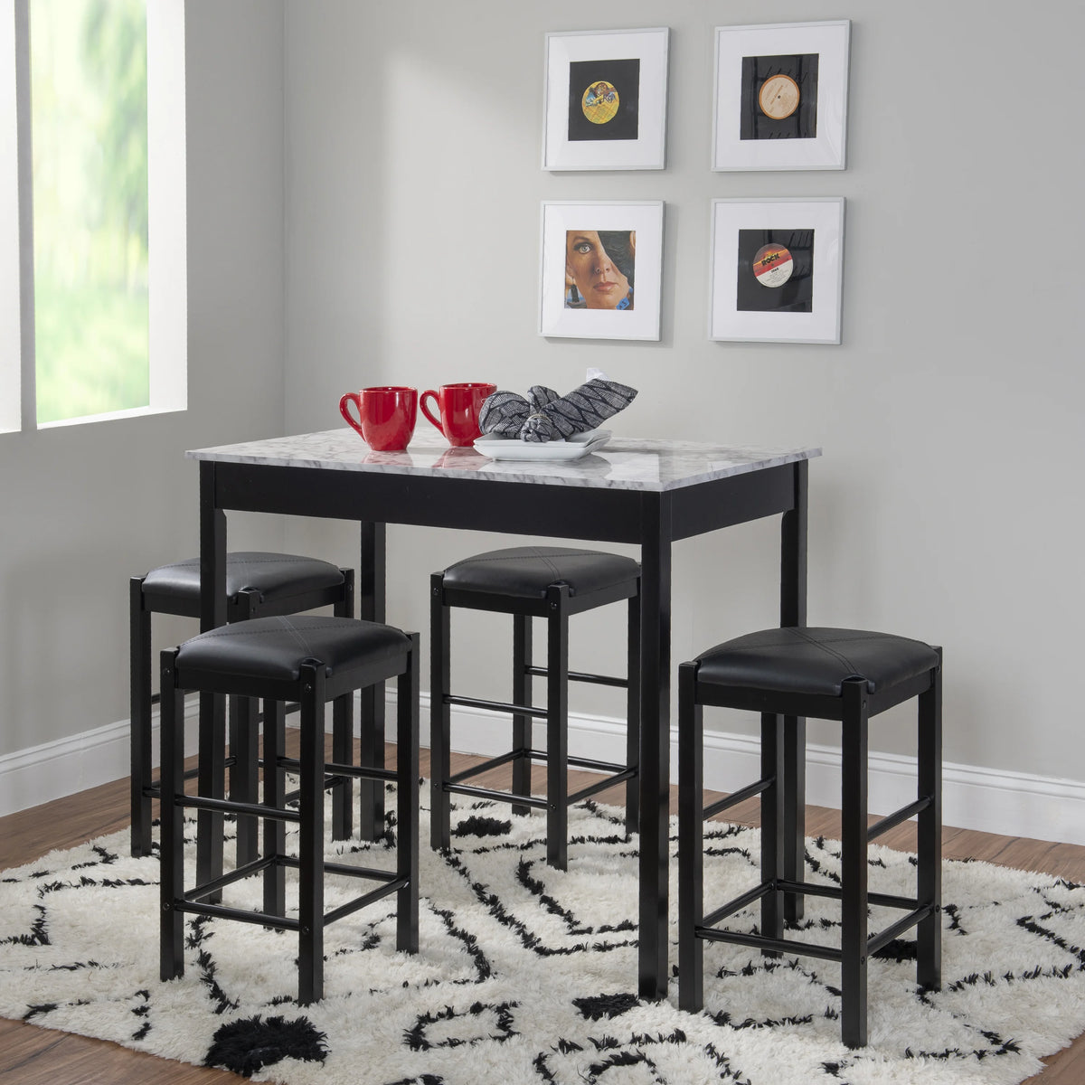 Black Fabric 3-Piece Casual Dining Tavern Set T658803